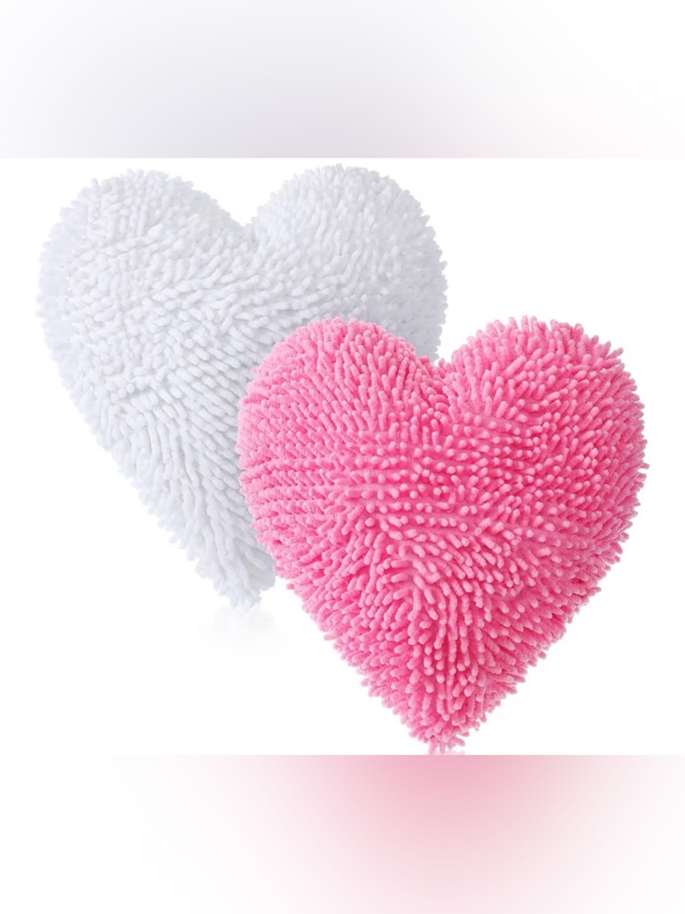 2 Pcs Heart Shaped Pillow 14” Heart Chenille Pillows